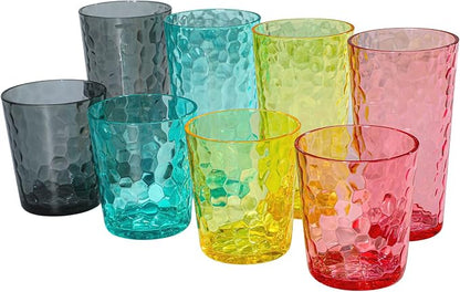 BPA-Free Plastic Tumblers 8 Pack | Reusable Dishwasher Safe | Stackable by AKMQYM