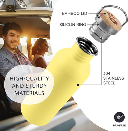 Bambaw Stainless Steel Water Bottle 32 oz, Non-insulated Yellow Beam - Image 2