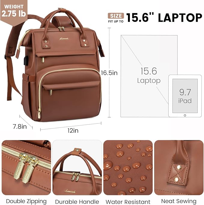 LOVEVOOK Leather Laptop Backpack - Image 4