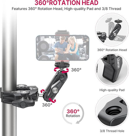 ULANZI Super Clamp Camera Clamp Mount Monitor 360° Ballhead Magic Arm Double - Image 2
