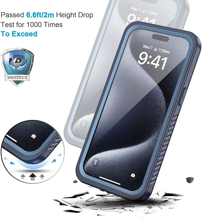 Lanhiem for 15 Pro Case, IP68 Waterproof Dustproof Shockproof Case - Image 5