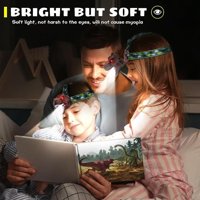 Dysaim Kids Headlamp, Dinosaur LED Rechargeable Headlamp - Image 2
