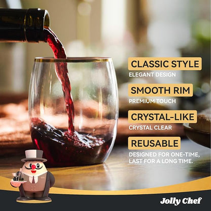 JOLLY CHEF 12 oz 40 Pack Gold Plastic Wine Glasses Stemless, Shatterproof - Image 4