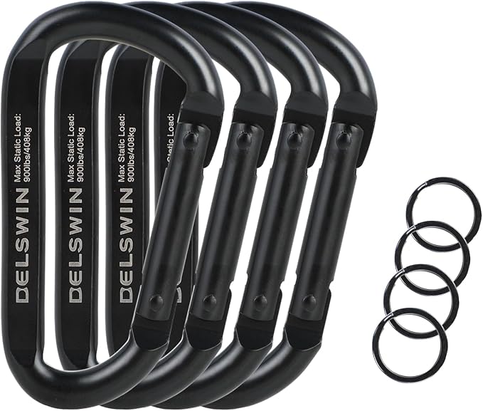 DELSWIN Heavy Duty Carabiner Clip 900lbs, 3 Inch Steel Carabiners by DELSWIN