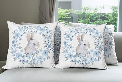 Ambesonne Watercolor Flower Decorative Throw Pillow Case Pack of 4, Bunny by Ambesonne
