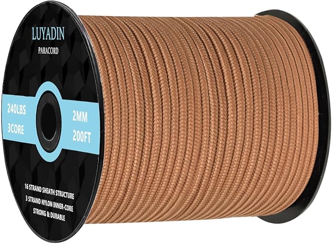 Paracord 240lb - Diameter 2mm Micro Utility Cord -3 Strand Parachute Spool Cord by LUYADIN