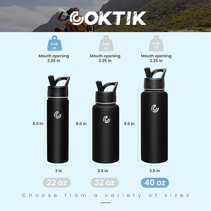 COKTIK 40oz Sports Water Bottle, Stainless Steel Water Bottle - Image 2