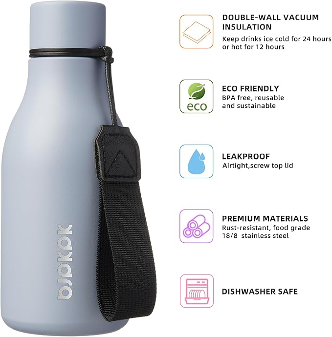 BJPKPK Insulated Water Bottles, 12oz Stainless Steel Metal Water Bottle - Image 2