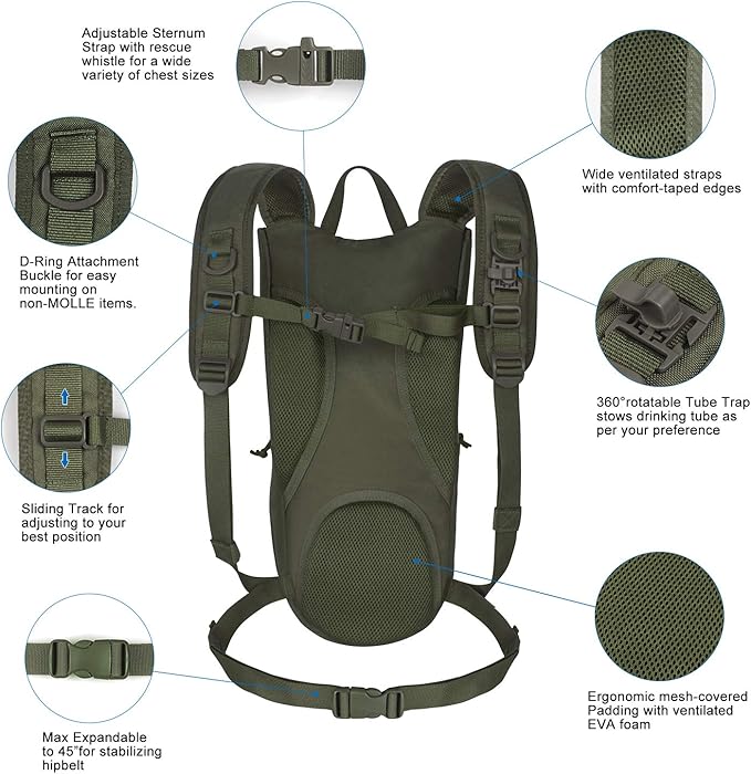 Unigear Tactical Hydration Packs Backpack 1050D - Image 3