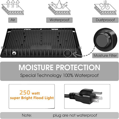 YANYCN 2 Pack 250W Led Flood Lights Outdoor, Super Bright 37000LM Security - Image 5