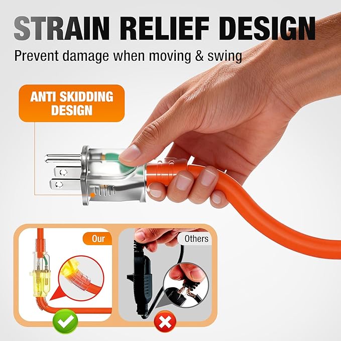 Outdoor Extension Cord 15 FT Waterproof, 12/3 Gauge Heavy Duty 3 Prong Power - Image 6