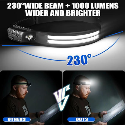Rechargeable Headlamps 12 Pack, LED Headlight 230° Ultra Wide Beam, 6 Modes - Image 7