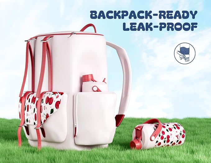 12 oz Kids Water Bottle for Girls: Leakproof, Durable Straw Spout Lid, 24H Cold - Image 5
