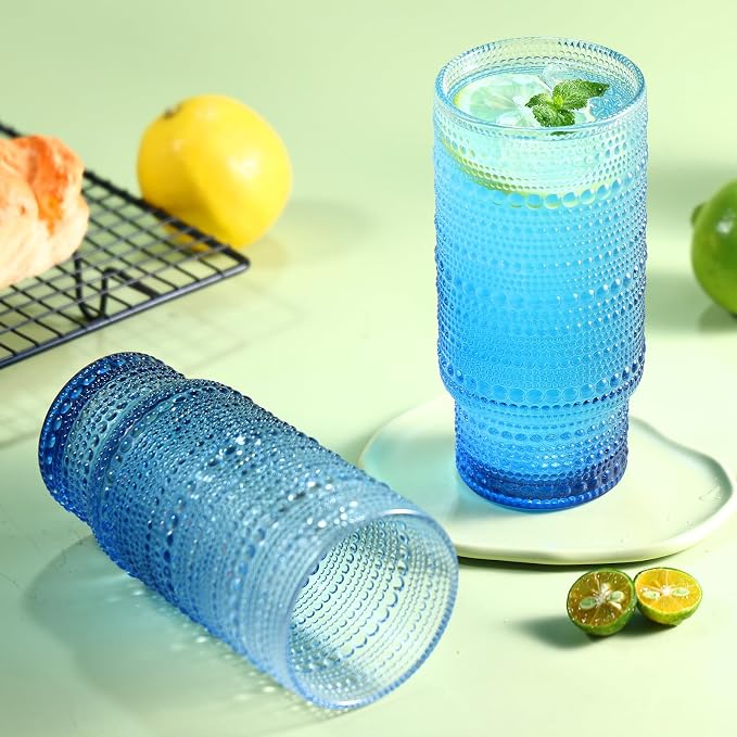 Large Capacity 16 oz Hobnail Drinking Glasses Set of 6, Vintage Glassware - Image 4