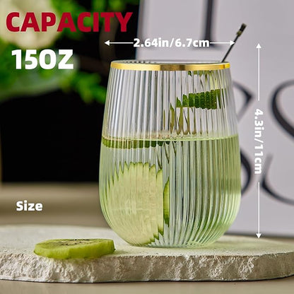 Lueumxc 36 Pack Plastic Wine Glasses, 15Oz Gold Rim Origami Disposable Wine - Image 2
