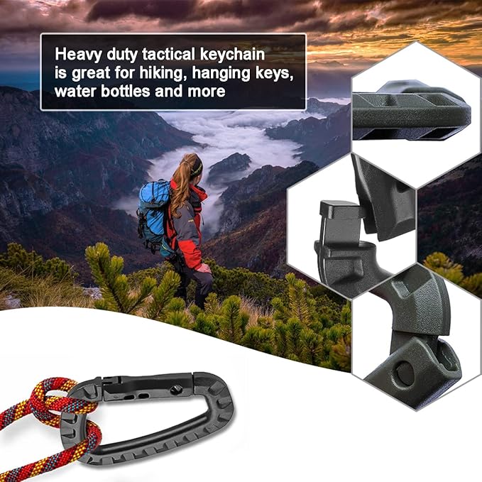 Tactical Gear Carabiner Keychain Clip Plastic D-Rings Large Key Chain Heavy - Image 7