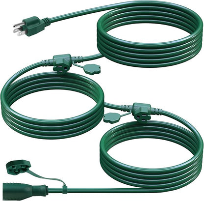 25Ft Outdoor Extension Cord Multiple Plugs- Evenly Spaced 3 Outlets Plugs by EasyToOperateLow-CostSolution