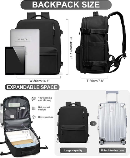 WONHOX Large Travel Backpack Carry on Flight Approved Laptop Work Business - Image 3