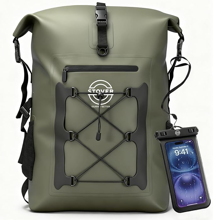 STOVER 5/10/25/30/40/55L Waterproof Dry Bag- Roll-Top Backpack w/Phone Case- by STOVER