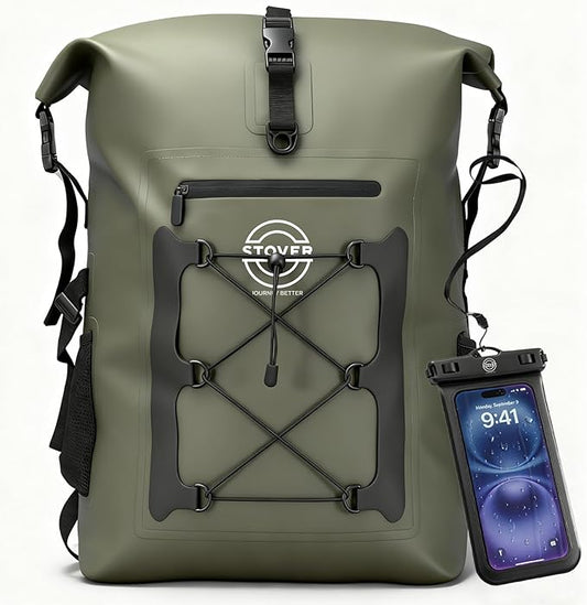 STOVER 5/10/25/30/40/55L Waterproof Dry Bag- Roll-Top Backpack w/Phone Case- by STOVER