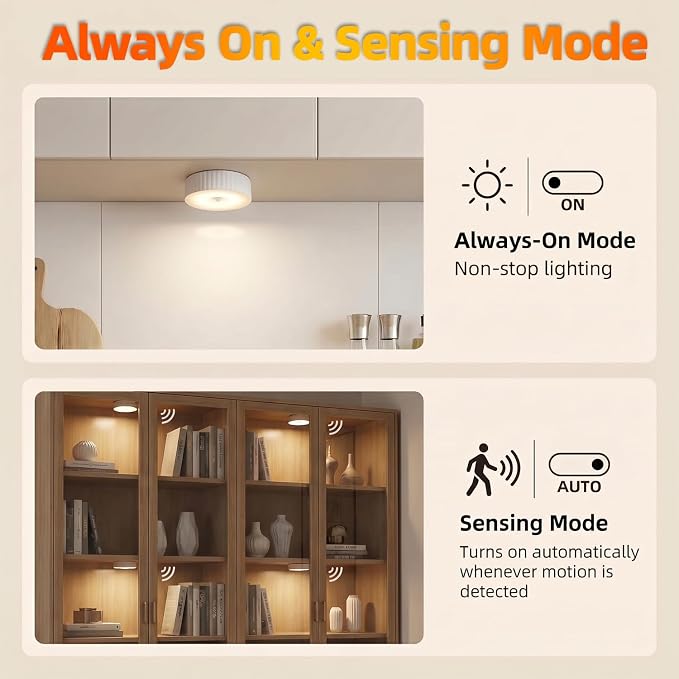 5Pack Under Cabinet Lighting, 2000mAh Rechargeable LED Puck Lights, Magnetic - Image 4