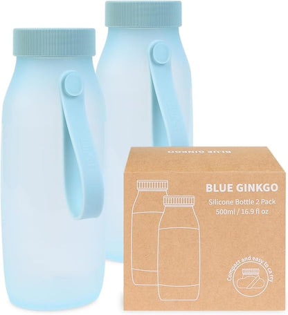 BLUE GINKGO Collapsible Water Bottle – Lightweight, Foldable Silicone Bottles by BLUEGINKGO
