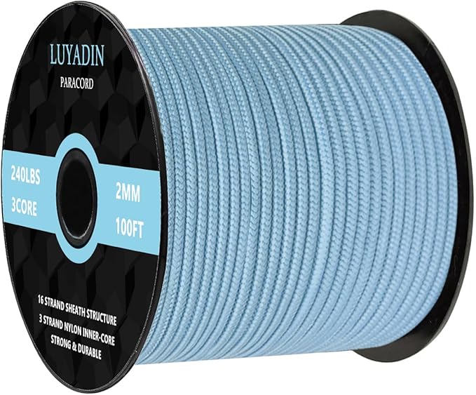 Paracord 240lb - Diameter 2mm Micro Utility Cord -3 Strand Parachute Spool Cord by LUYADIN