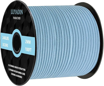 Paracord 240lb - Diameter 2mm Micro Utility Cord -3 Strand Parachute Spool Cord by LUYADIN