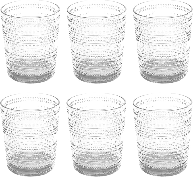 Beaded 15.6 oz Durable Acrylic Double Old Fashioned Drinking Glasses, by AbodeHomewares-TheDesignDestinationforTabletopDrinkwareKitchenandPet