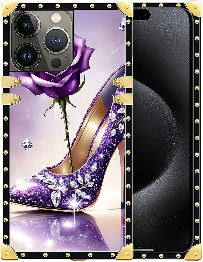 Compatible with iPhone 16 Pro Max Case, High Heeled Purple Diamond Rose Luxury by Unknown
