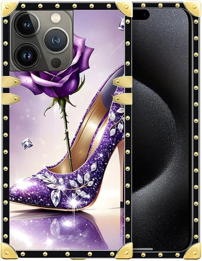 Compatible with iPhone 16 Pro Max Case, High Heeled Purple Diamond Rose Luxury by Unknown