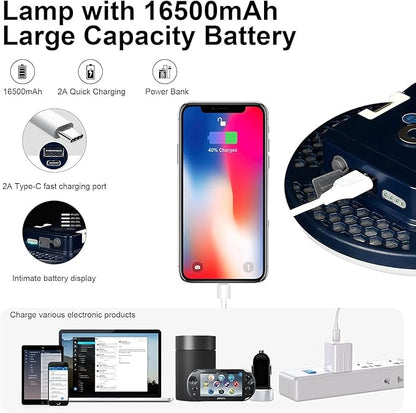 IODOO 16500mAh 3000LM 3000K 6000K Flashlight Portable LED Camping Lantern - Image 3