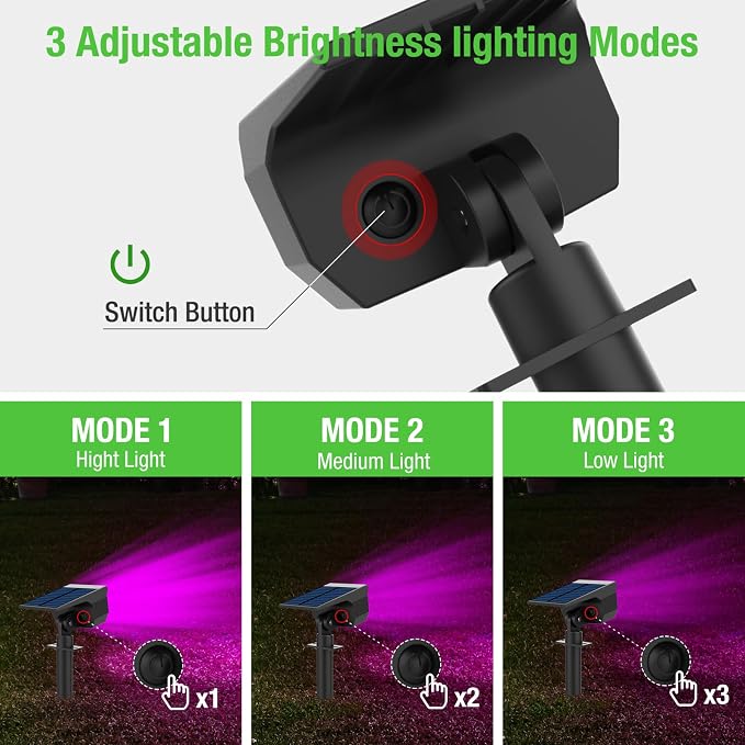 nipify 4 Pack Solar Spot Lights Outdoor, Solar Powered Waterproof Spotlight - Image 7