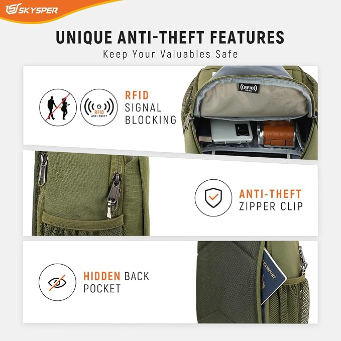 SKYSPER Sling Bag RFID Cross Body Bag Recycled Crossbody Backpack Travel Daypack - Image 3