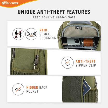 SKYSPER Sling Bag RFID Cross Body Bag Recycled Crossbody Backpack Travel Daypack - Image 3