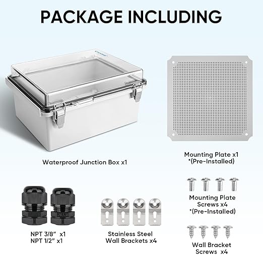 TICONN Outdoor Electrical Box Waterproof, Junction Box IP67 ABS Plastic - Image 6