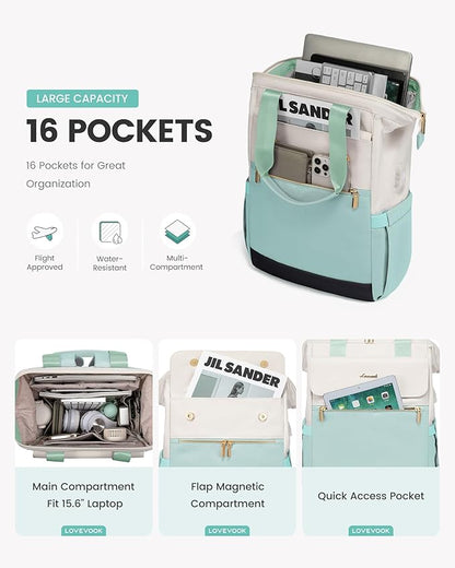 LOVEVOOK Laptop Backpack for Women, 15.6 Inch Work Laptop Bag - Image 2