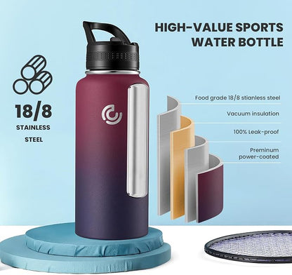 COKTIK 32oz Sports Water Bottle, Stainless Steel Water Bottle - Image 3