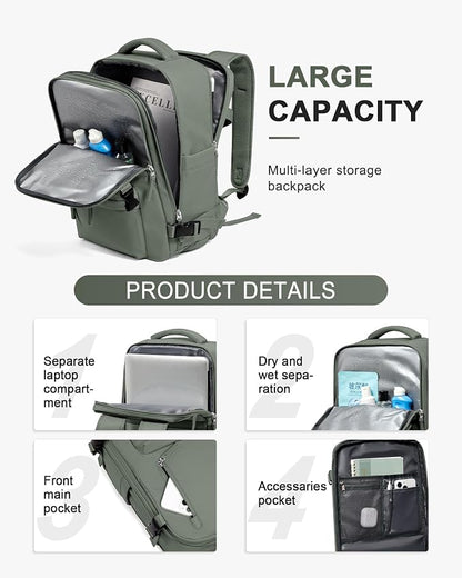 WONHOX Large Travel Backpack Carry on Flight Approved Laptop Work Business - Image 4
