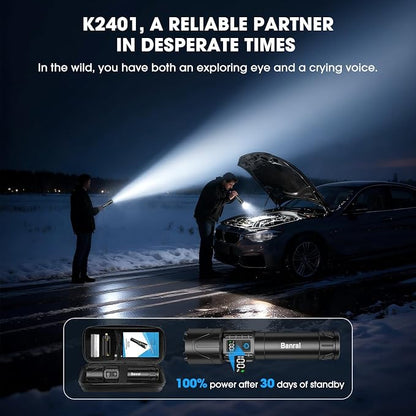 Banral Rechargeable Tactical Flashlights 2000 High Lumens - 5000mAh Super - Image 3