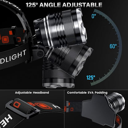 AKNEAR LED Rechargeable Headlamp 99000 High Lumens, 95 Hours Endurance Head Lamp - Image 3