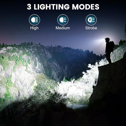 Kmivo Headlamp Rechargeable 99, 000LM Super Bright, 90°Adjustable Head Lights - Image 4