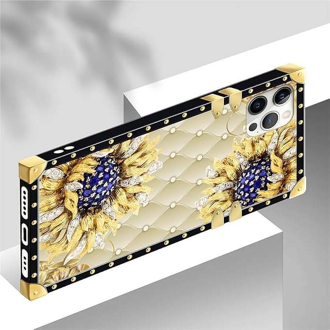 Compatible with iPhone 12 Pro Max Case, Sunflower Diamonds Leather Luxury - Image 4