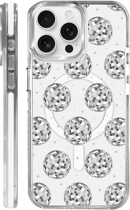 Case for iPhone 15 Pro Max, Disco Ball Grayish White Phone Case Design，for by Toulas