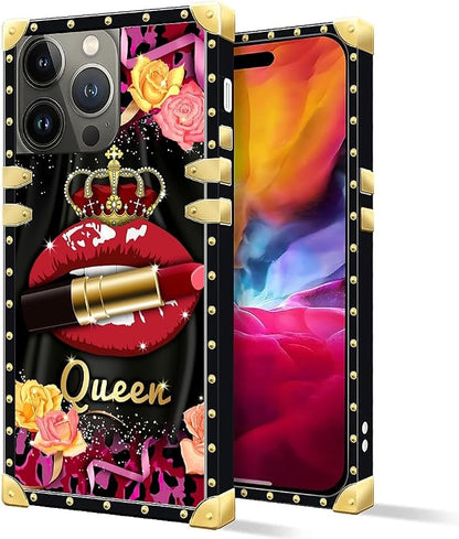 Compatible with iPhone 15 Pro Max Case, Queen Lip Crown Leopard Print Luxury - Image 2