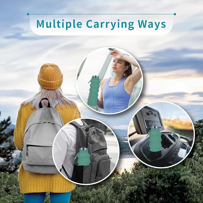 Collapsible Water Bottles 17oz, Odorless BPA-Free Silicone, Leak-Proof Foldable - Image 6