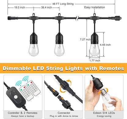 Mlambert 3 Color Outdoor LED Dimmable String Lights - Image 6