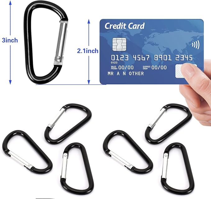 Carabiner Clips, Upins Aluminum Locking Spring Hook Keychain D Shape Heavy Duty - Image 3