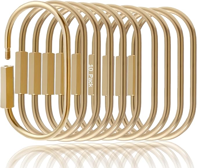 CMVFYL 10 Pcs Gold Brass Key Rings, Small Locking Carabiner Clip Keychain by CMVFYL