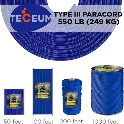 TECEUM 5/32" Paracord Rope 1000 – 1000ft / 200ft / 100ft / 50ft – Tactical - Image 9